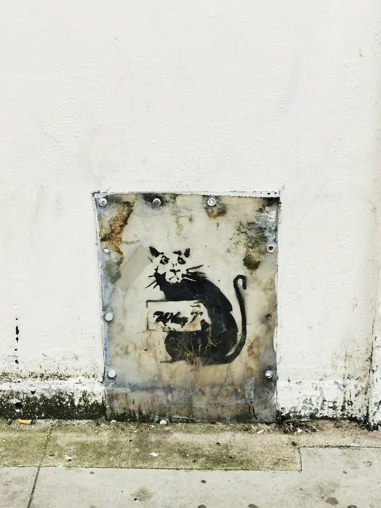 Banksy's graffiti at Whymark Ave